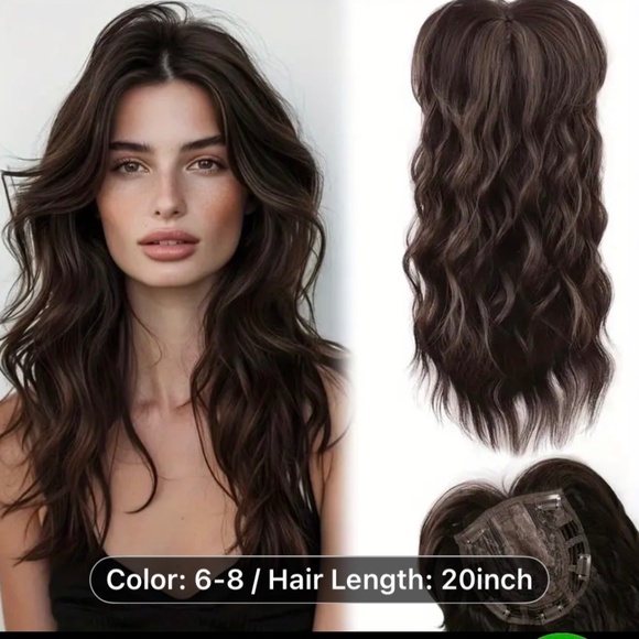 20” Clip-In Hair Topper with Fringe Bangs - Natural Looking Volume. - Picture 1 of 2